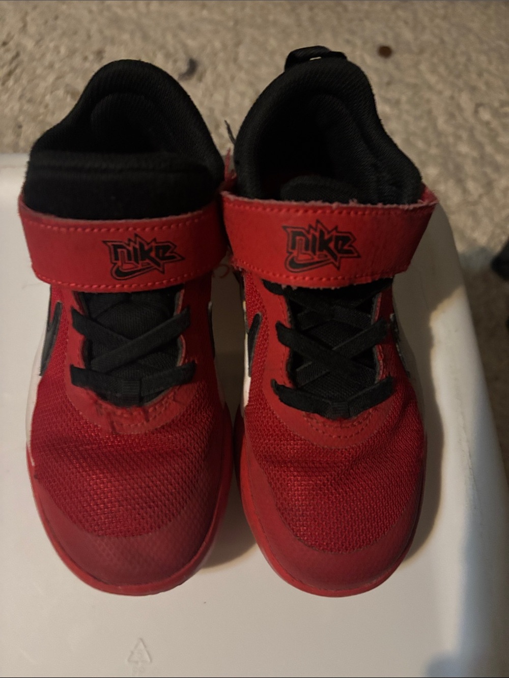 Nike Kids Red and Black Velcro Athletic Sneakers